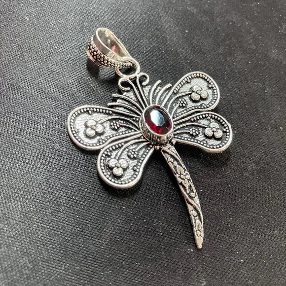 Garnet Dragonfly Pendant - Picture 3 of 6
